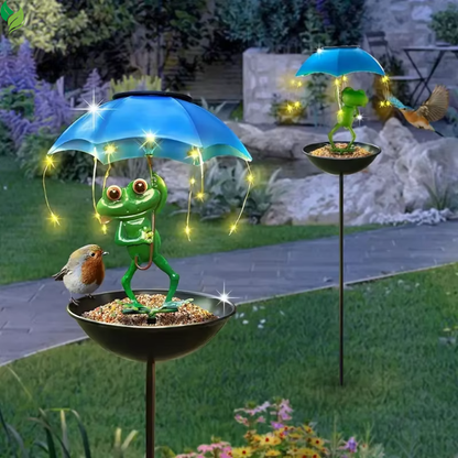 cute frog garden decor glowing light