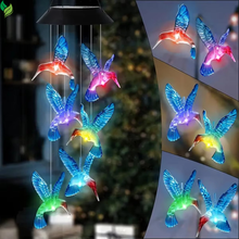 solar hummingbird wind chime lights color changing
