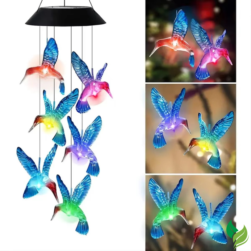 solar hanging hummingbird lights night decor
