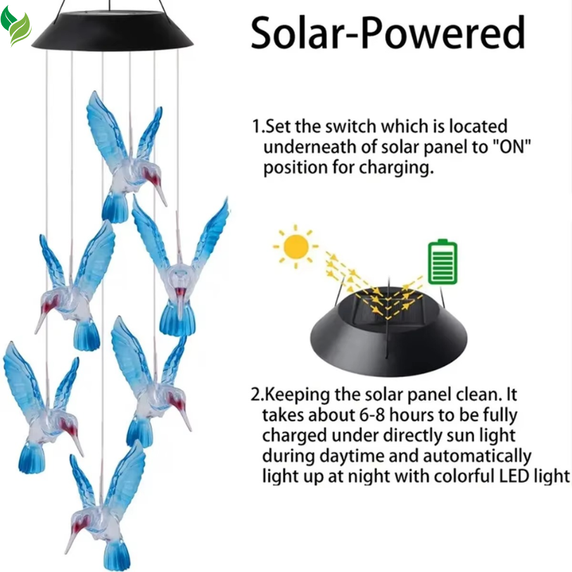 color changing bird wind chimes garden lighting
