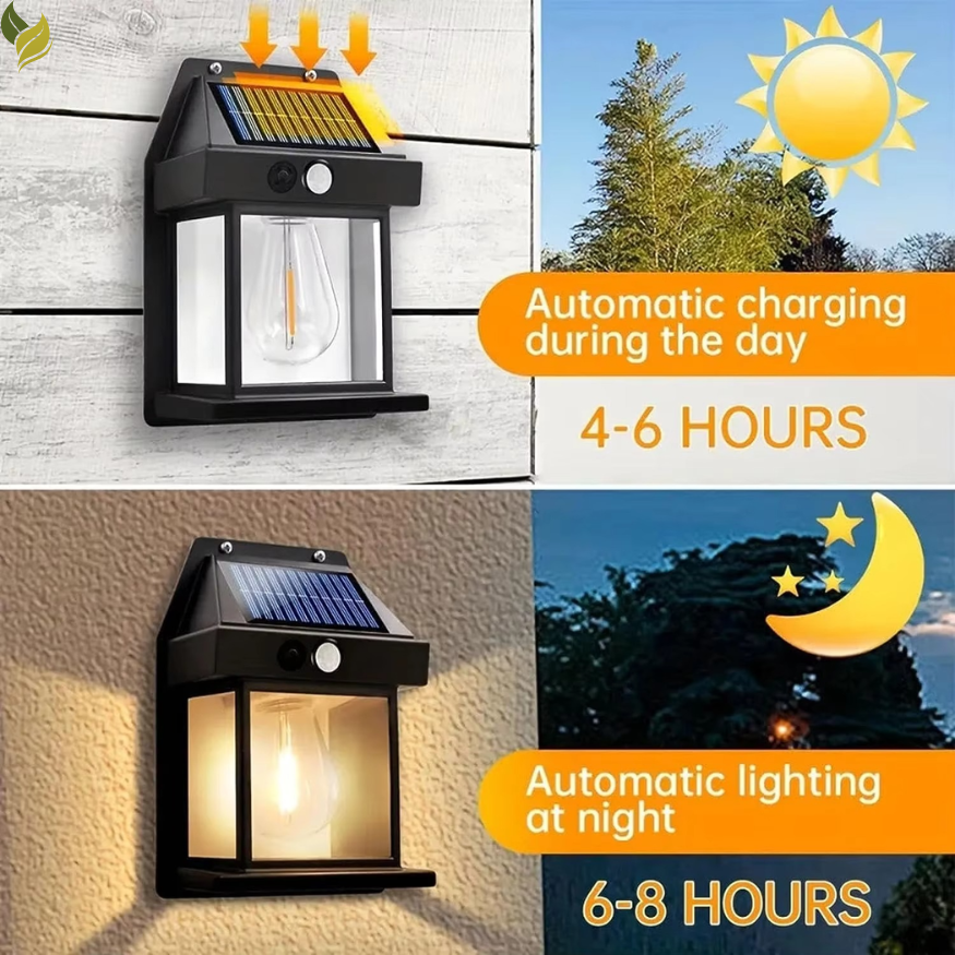 Outdoor solar LED lantern with motion sensor