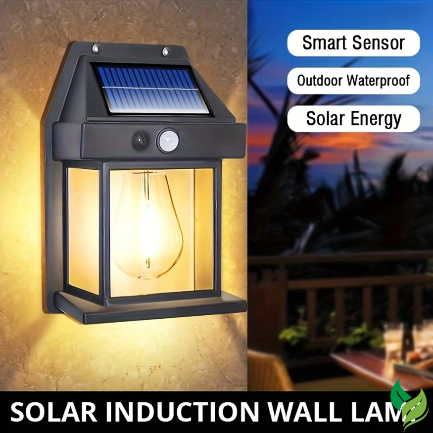 Solar porch wall light black lantern design