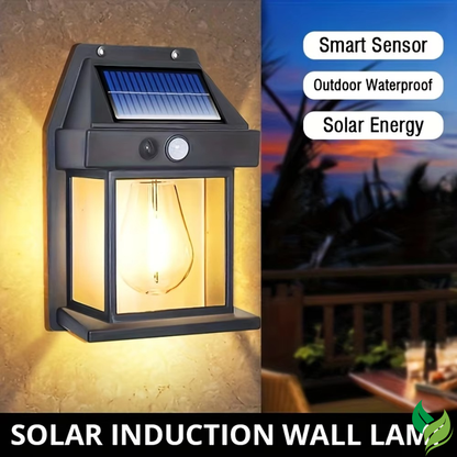 Solar porch wall light black lantern design