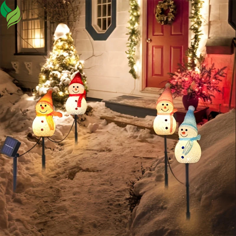 Solar Snowman Christmas Lights – Outdoor Waterproof Lawn & Patio Decorations