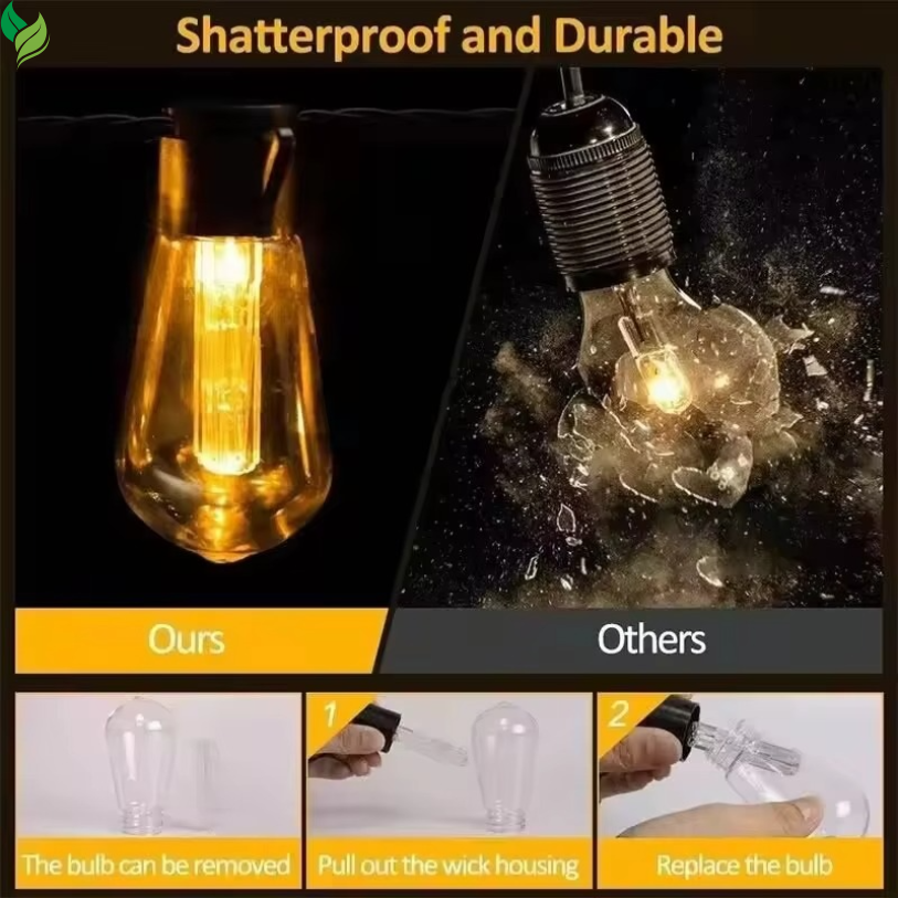 solar string lights outdoor vintage edison bulbs