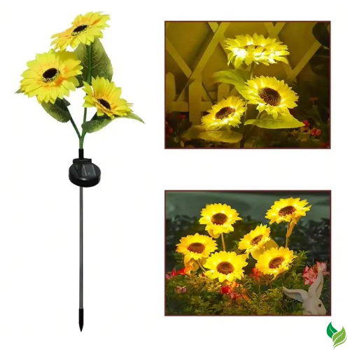 glowing sunflower pathway lights outdoor