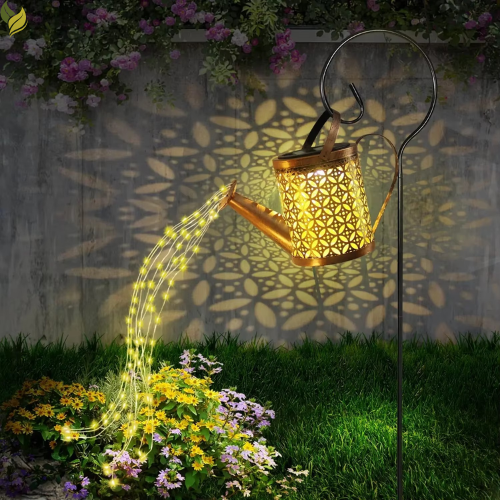 solar watering can light pouring fairy lights