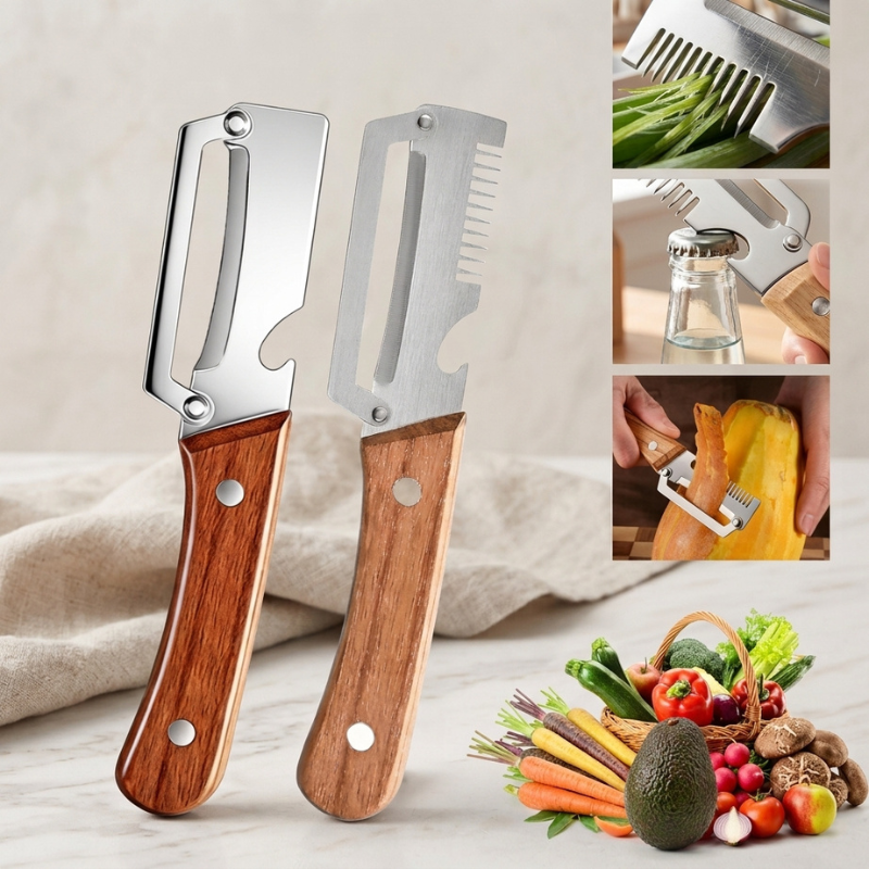 Vegetable peeler set for preparing carrots, potatoes, cucumbers, and apples