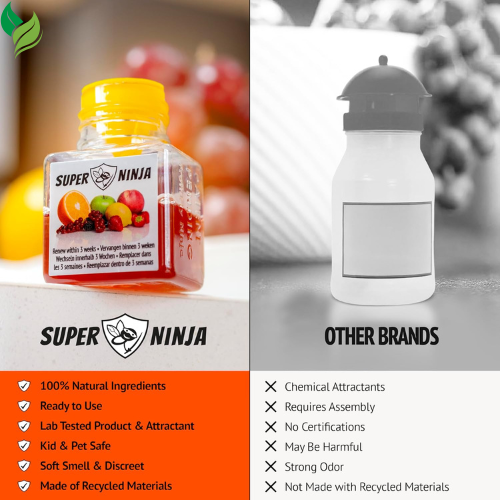 Super Ninja Fruit Fly Traps for Indoors - 1 Pack, Highly Effective Fruit Fly Catcher for Indoor