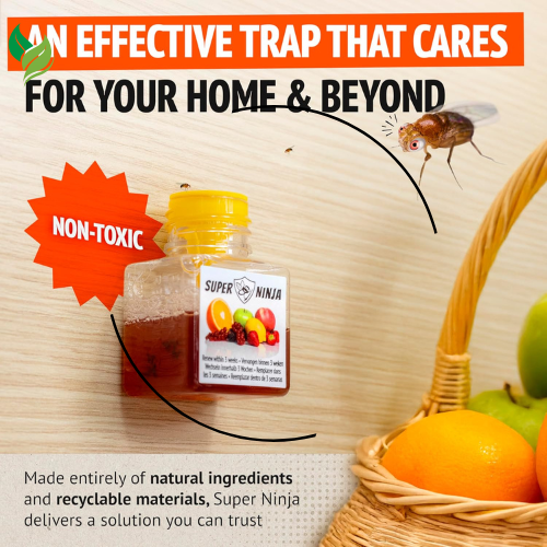 Super Ninja Fruit Fly Traps for Indoors - 1 Pack, Highly Effective Fruit Fly Catcher for Indoor