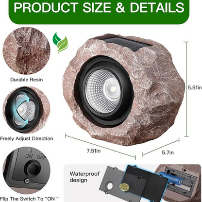 Timeflies Solar Rock Lights Outdoor,Auto On/Off Garden Decor for Outside Paths, Sidewalks, Yards, Landscapes, Patios