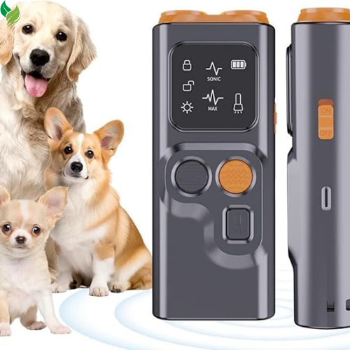 Ultrasonic Dog Bark Deterrent Device with LED Flashlight & Rechargeable Battery