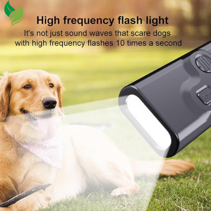 Ultrasonic Dog Bark Deterrent Device with LED Flashlight & Rechargeable Battery