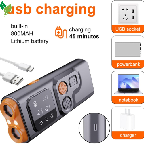 Ultrasonic Dog Bark Deterrent Device with LED Flashlight & Rechargeable Battery
