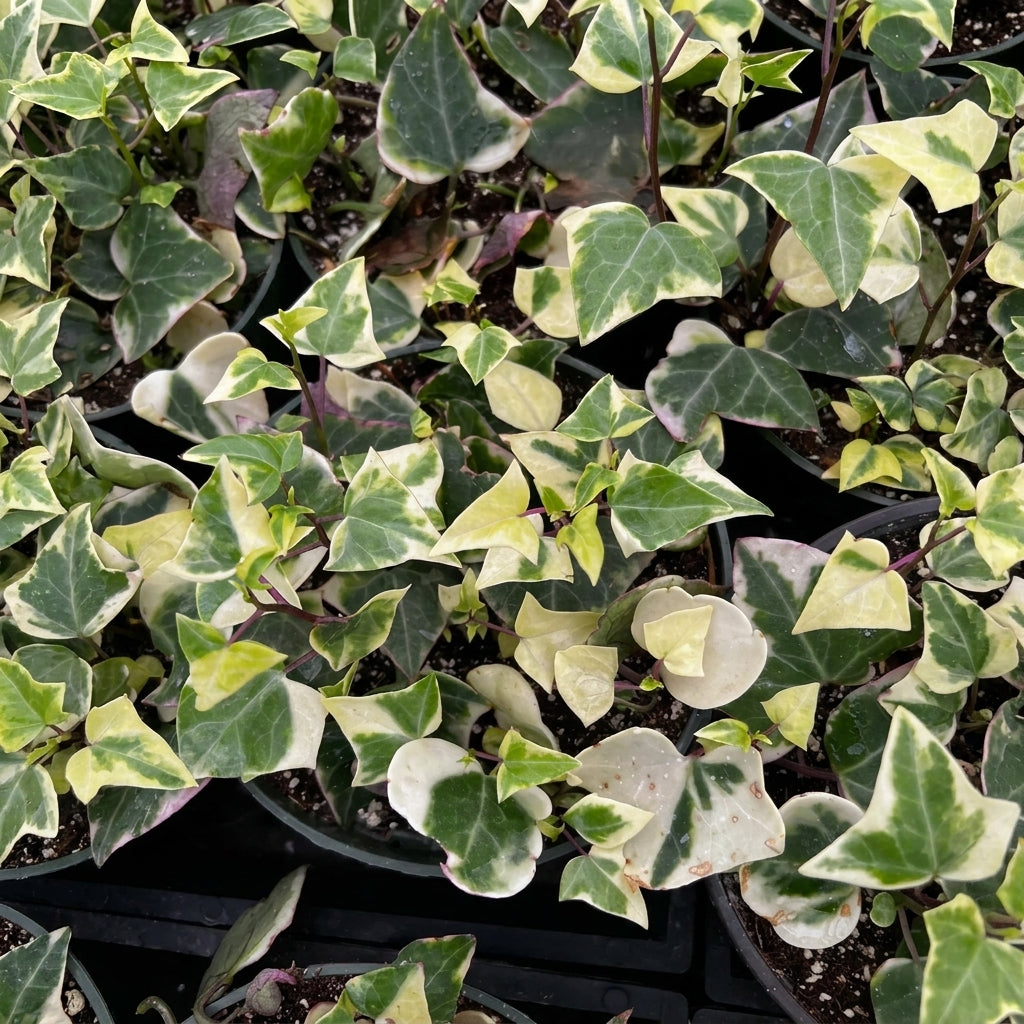 Variegated Wax Ivy live plant with cream-edged green leaves
