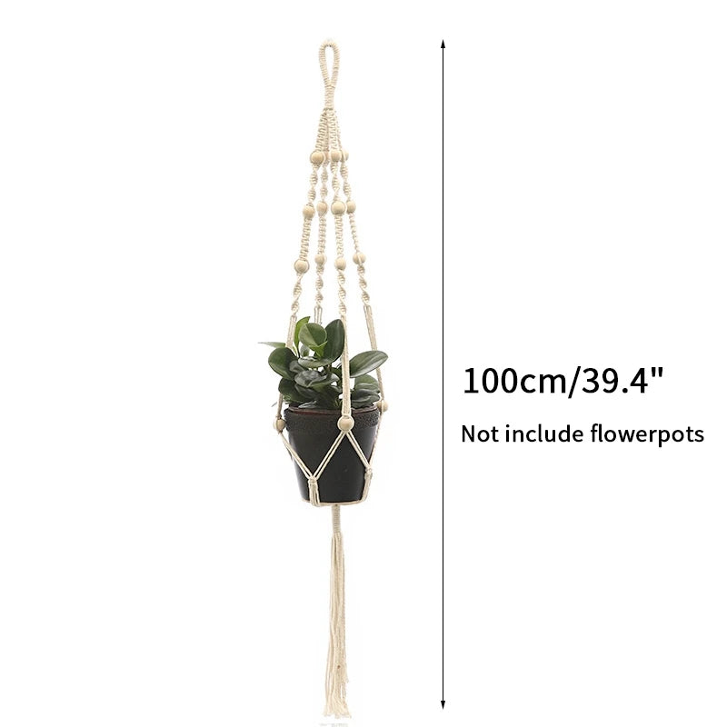 Gardening Plant Hanging Basket Handmade Macrame Flowerpot Pocket Cotton Rope Flower Pot Indoor Home Boho Style