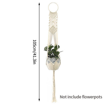 Gardening Plant Hanging Basket Handmade Macrame Flowerpot Pocket Cotton Rope Flower Pot Indoor Home Boho Style