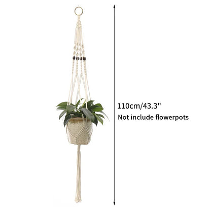 Gardening Plant Hanging Basket Handmade Macrame Flowerpot Pocket Cotton Rope Flower Pot Indoor Home Boho Style