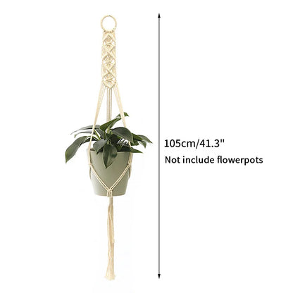 Gardening Plant Hanging Basket Handmade Macrame Flowerpot Pocket Cotton Rope Flower Pot Indoor Home Boho Style