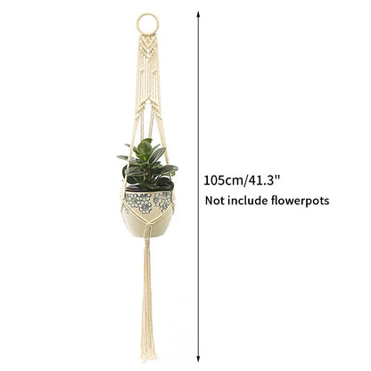 Gardening Plant Hanging Basket Handmade Macrame Flowerpot Pocket Cotton Rope Flower Pot Indoor Home Boho Style