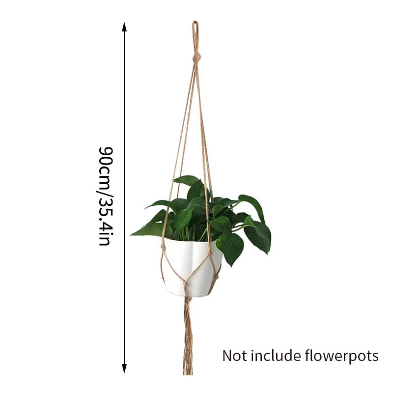 Gardening Plant Hanging Basket Handmade Macrame Flowerpot Pocket Cotton Rope Flower Pot Indoor Home Boho Style