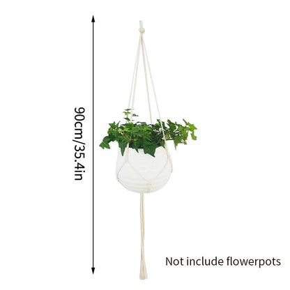 Gardening Plant Hanging Basket Handmade Macrame Flowerpot Pocket Cotton Rope Flower Pot Indoor Home Boho Style