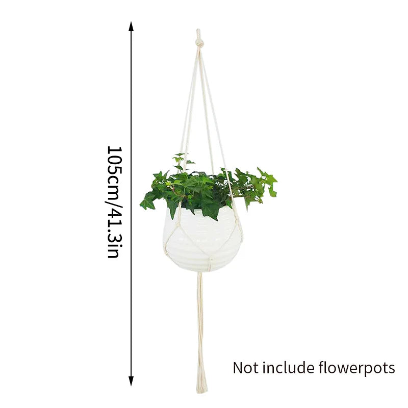 Gardening Plant Hanging Basket Handmade Macrame Flowerpot Pocket Cotton Rope Flower Pot Indoor Home Boho Style