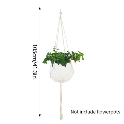 Gardening Plant Hanging Basket Handmade Macrame Flowerpot Pocket Cotton Rope Flower Pot Indoor Home Boho Style