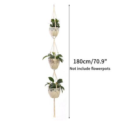 Gardening Plant Hanging Basket Handmade Macrame Flowerpot Pocket Cotton Rope Flower Pot Indoor Home Boho Style