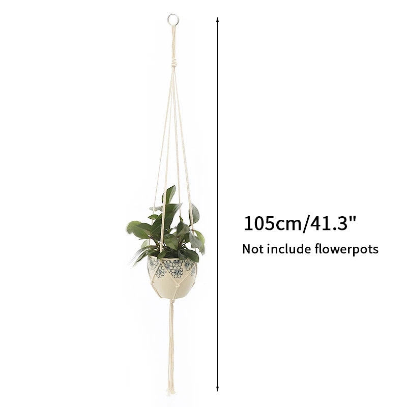 Gardening Plant Hanging Basket Handmade Macrame Flowerpot Pocket Cotton Rope Flower Pot Indoor Home Boho Style