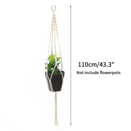 Gardening Plant Hanging Basket Handmade Macrame Flowerpot Pocket Cotton Rope Flower Pot Indoor Home Boho Style
