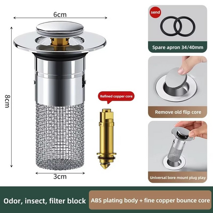 Bathroom Sink Drain Strainer, Pop-up Sink Drain Strainer