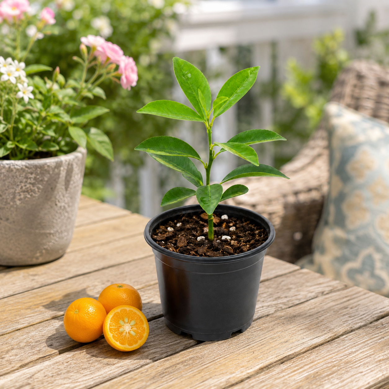 Close-up of young calamansi citrus plant